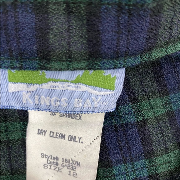 Vintage Kings Bay Womens Stretch Stirrup Pants Size 12 Green Navy Plaid USA - Picture 7 of 9
